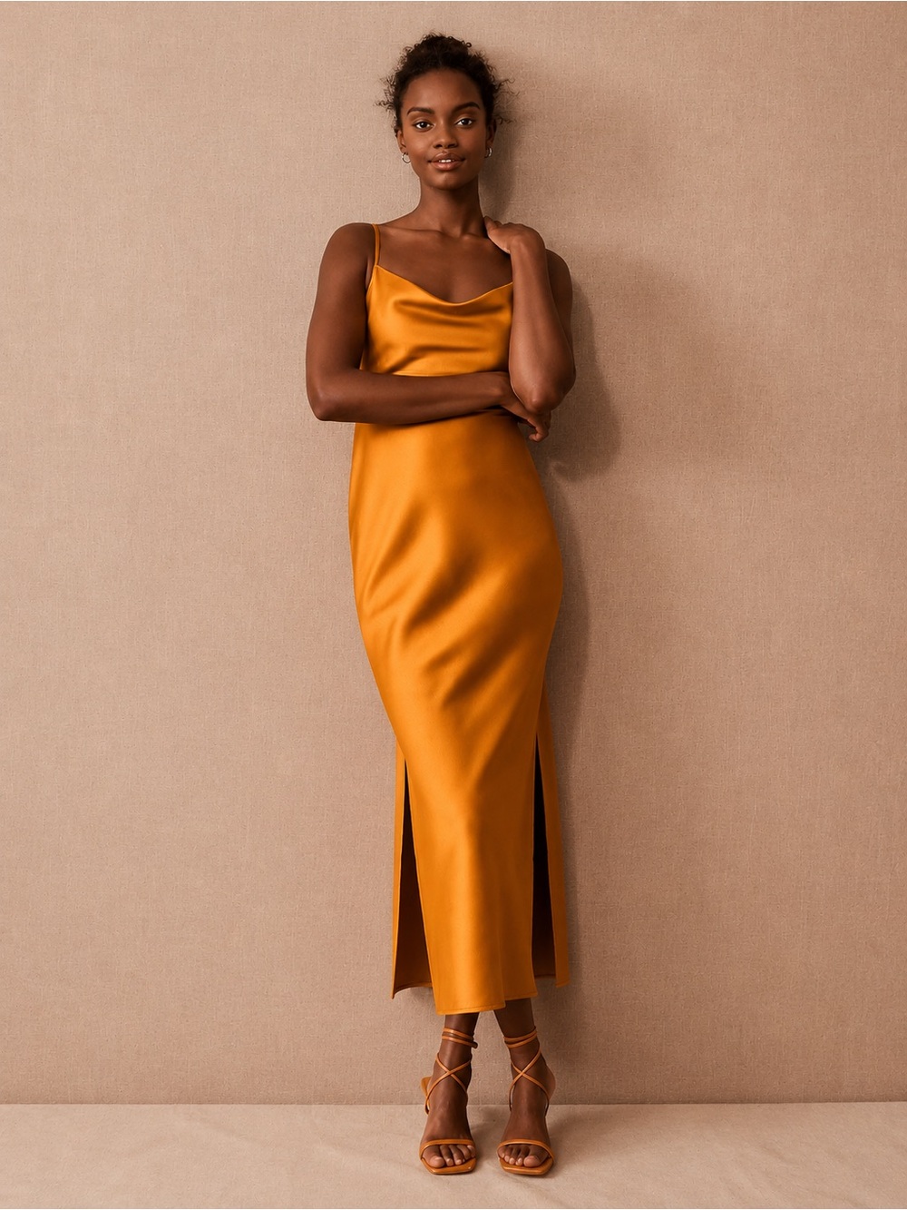 Sachin + Babi | Cali Satin Charmeuse Slip Madi Dress in Mustard ~ US 0